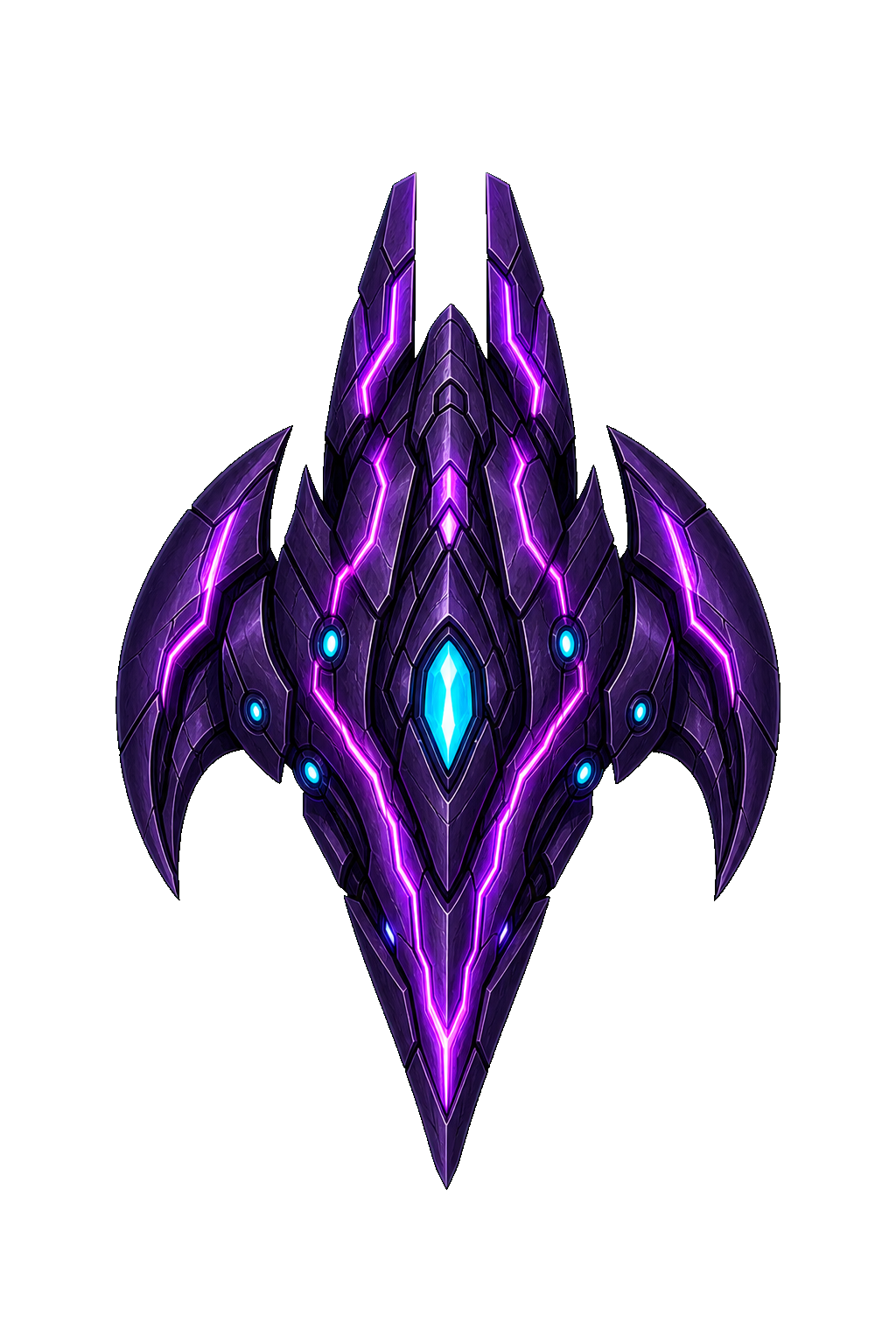 Purple Drifter scout ship pointing downward